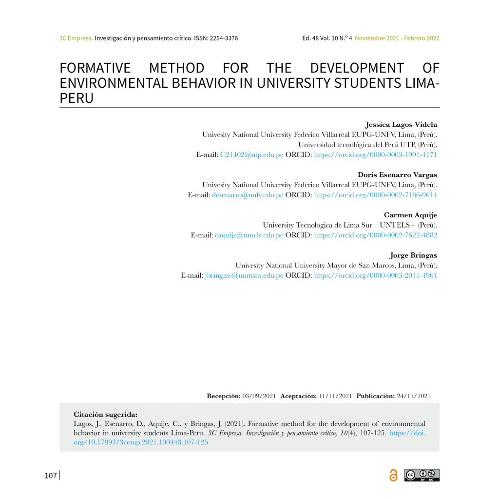 Formative method for the development of environmental behavior in ...